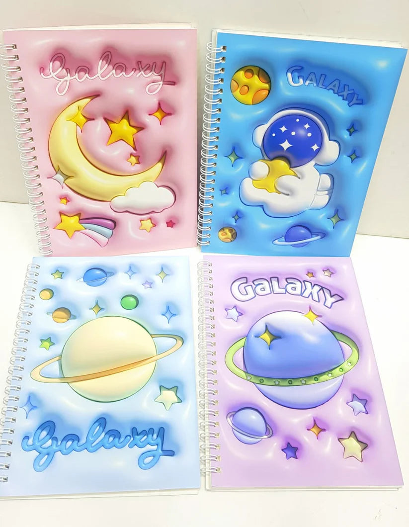 Cute 3D Printed Design Spiral Diary for Kids (Random) 1pc