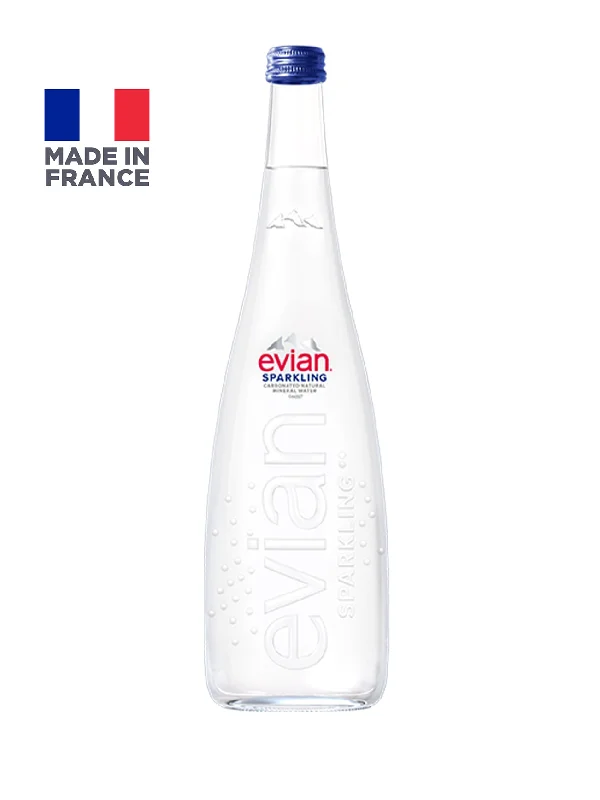 EVIAN SPARKLING NATURAL MINERAL WATER GLASS 750ML