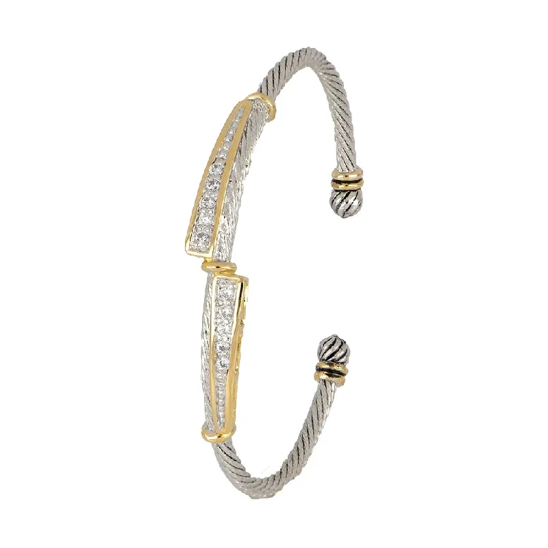 John Medeiros : Celebration Petite Pavé Duel Channel Wire Cuff Bracelet