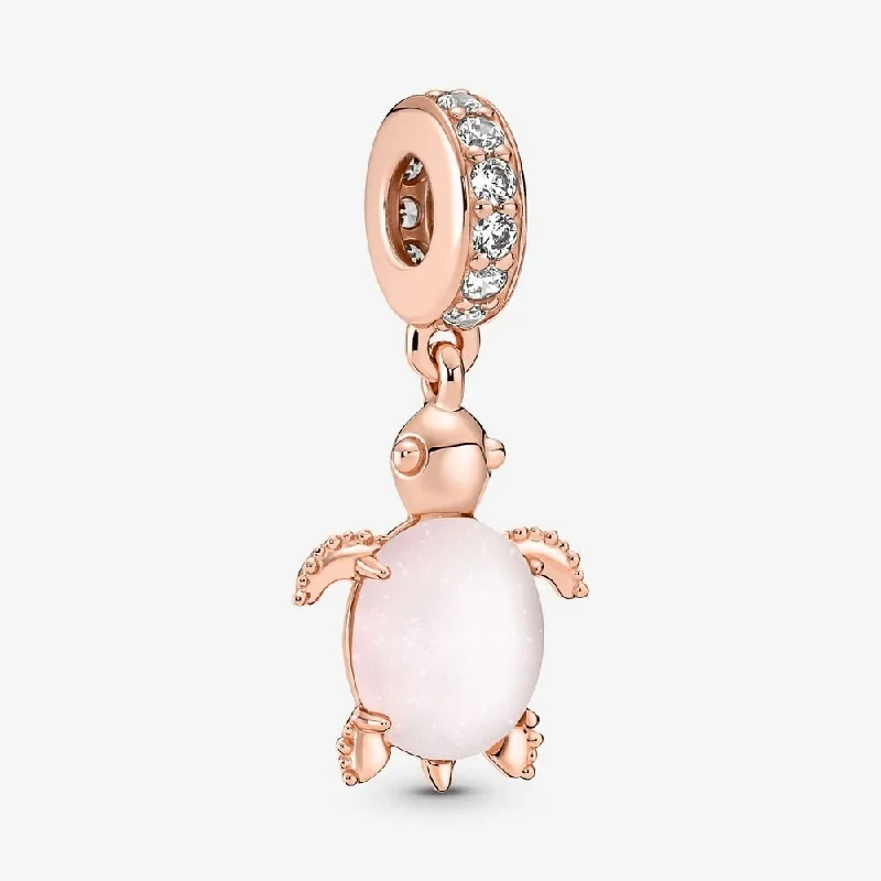 PANDORA : Murano Glass Pink Sea Turtle Dangle Charm