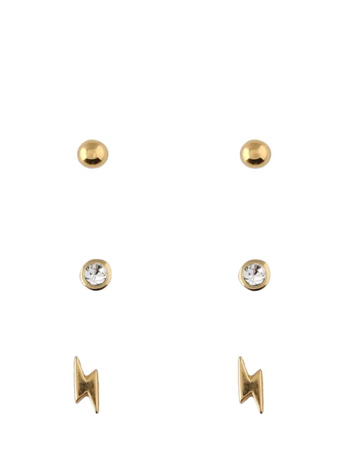 Orelia Crystal Stud & Lightning Earrings, Pack of 3