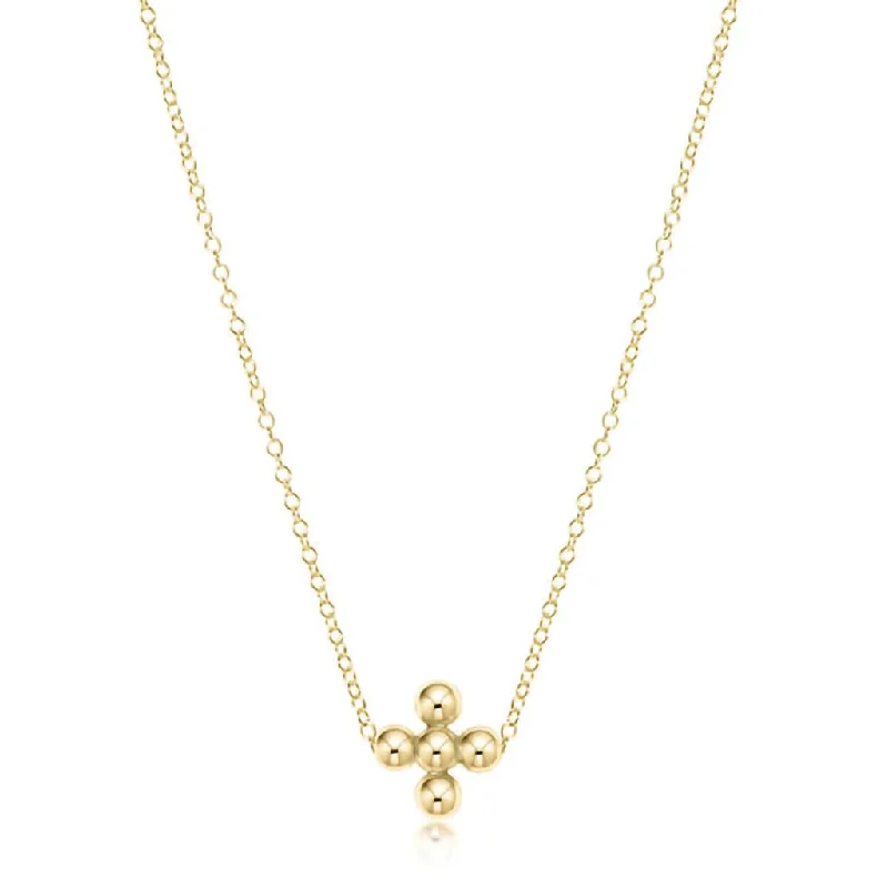 enewton design :  Classic beaded signature cross gold - 3mm bead gold