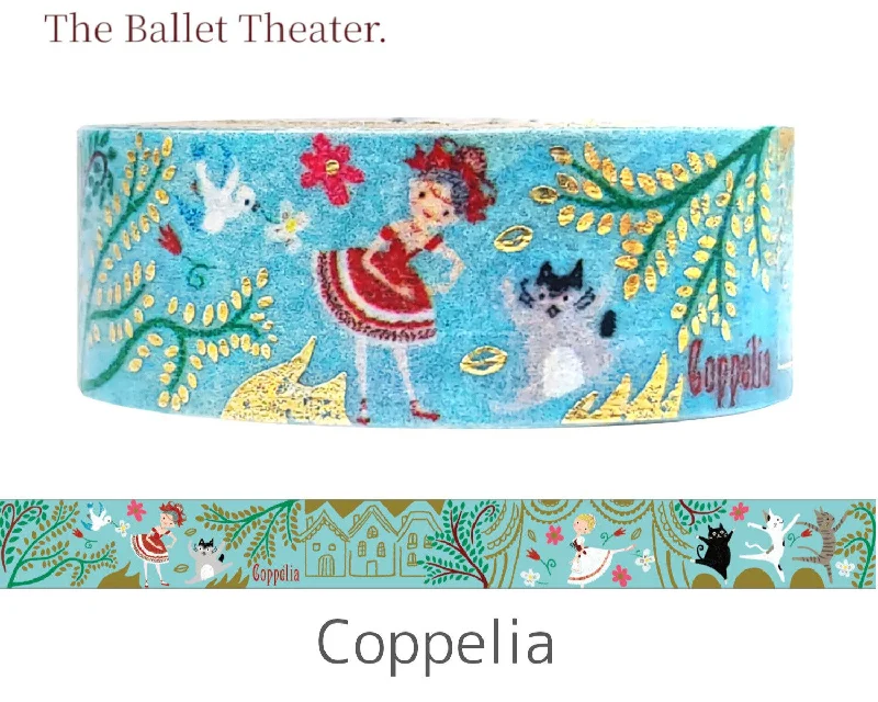 Cute Kawaii Shinzi Katoh Ballet Theater Washi / Masking Deco Tape - Coppelia ♥ Dance Ballerina Recital Concert for Scrapbooking Journal Planner Craft