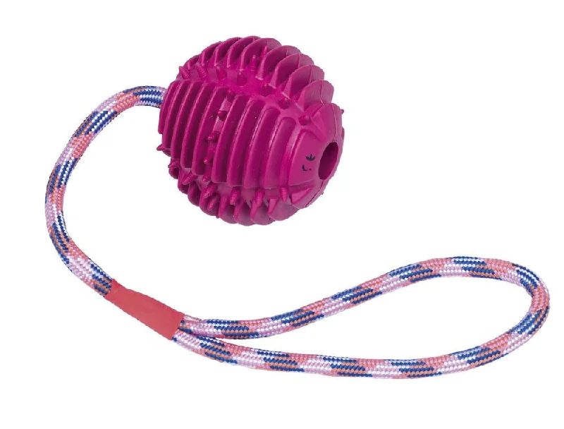 62382 NOBBY Rubber ball with rope ball: 7,5 cm; rope: 30 cm