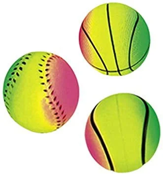 67204 Foam rubber balls "RAINBOW", assorted colors 6,3 cm; Net of 3 pcs