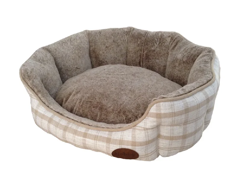 60697 NOBBY Comfort bed oval "CHECKER" lightgrey l x w x h: 86 x 70 x 24 cm