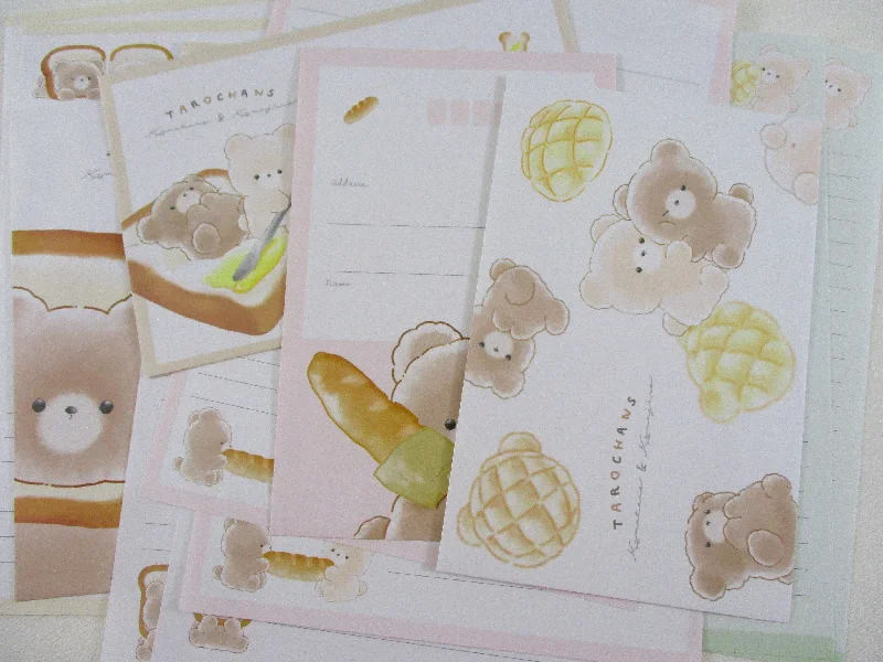 Cute Kawaii Crux Bread Bakery Bear Friend Toast  Letter Sets Stationery - writing paper envelope penpal