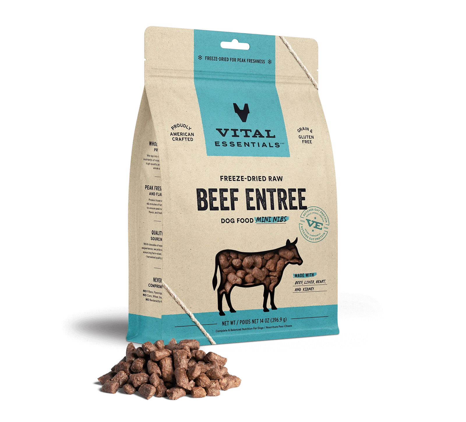 Vital Essentials - Freeze Dried Raw Dog Food - Beef Mini Nibs