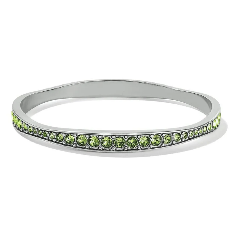 Brighton : Light Hearted Crystal Bangle in Silver-Peridot