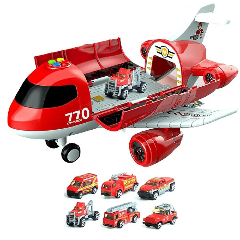 (NET) Red Transport Plane Police With A String Cars Sound