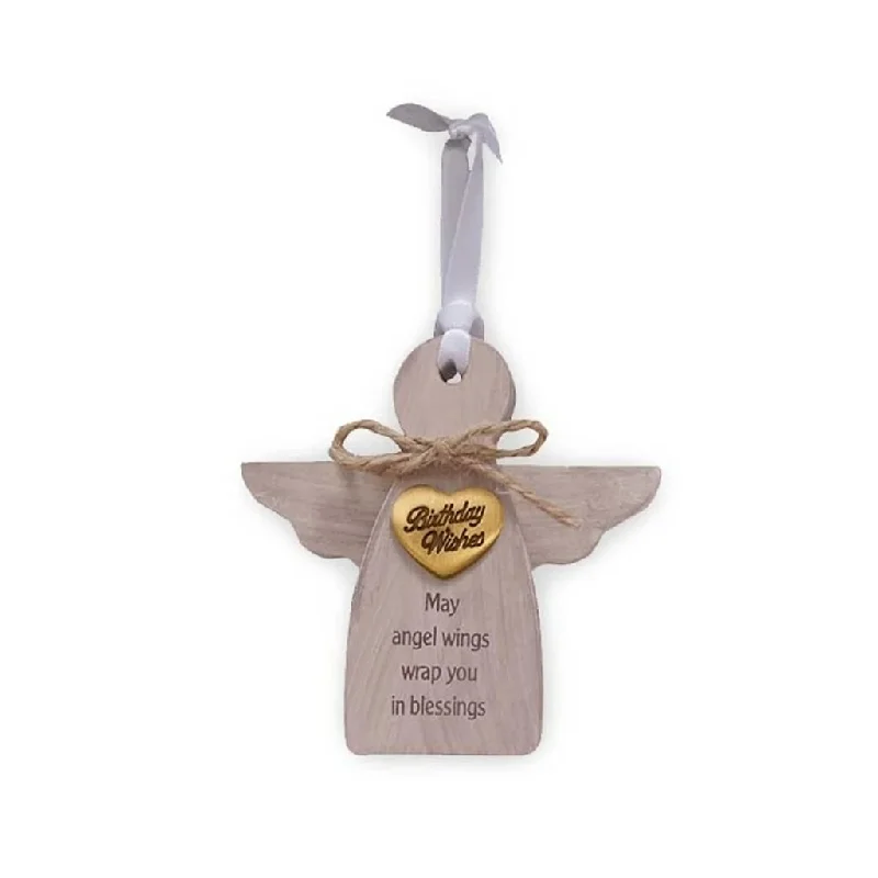 Cathedral Art : Birthday Wishes Wood Angel Ornament