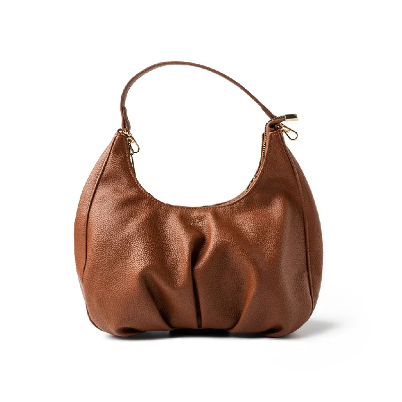 Kedzie : Elle Vegan Leather Shoulder Bag in Chestnut