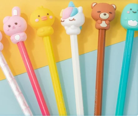 Cute 3D Cartoon Pencil/Pen Cap - Pack of 3