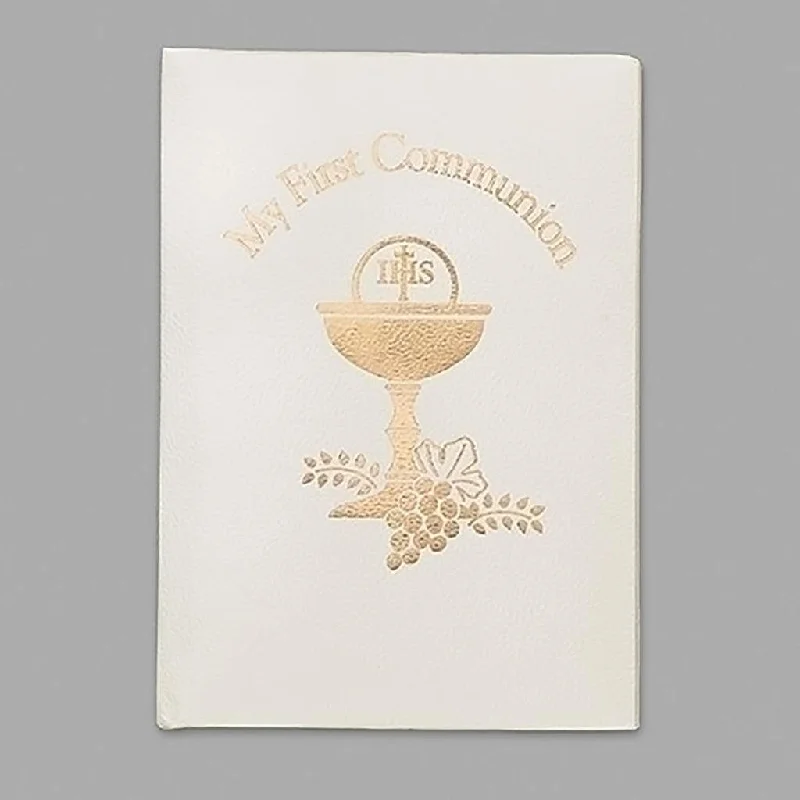 Roman : 5" H Deluxe White/Gold Padded Pearlized Communion Book