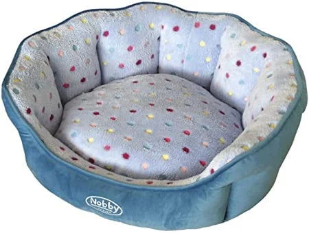 60662 NOBBY Comfort bed oval "SPOT" turquoise/lightblue l x w x h: 65 x 57 x 22 cm