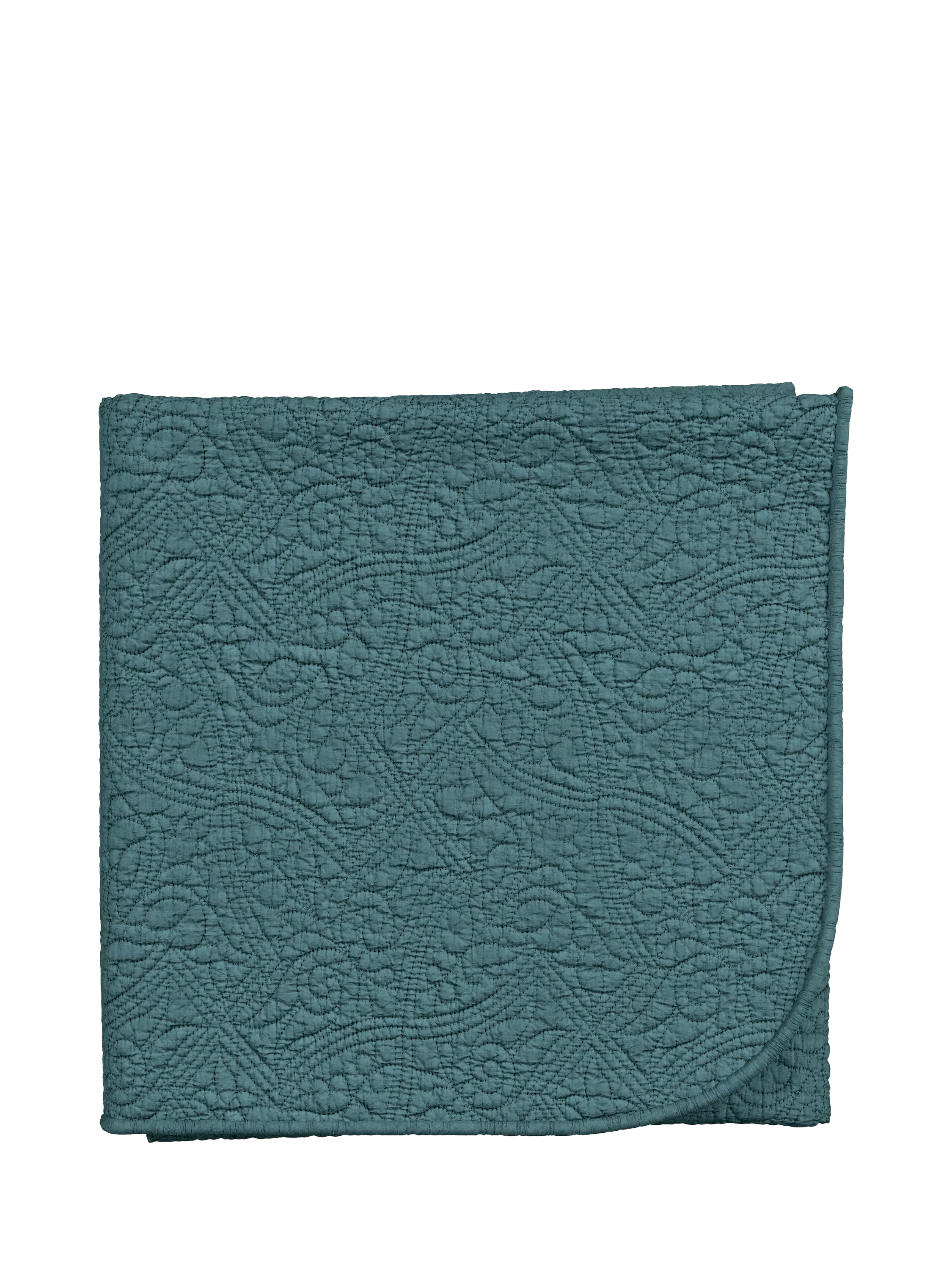 V&A Botanical Harmony Cotton Throw, Blue Teal