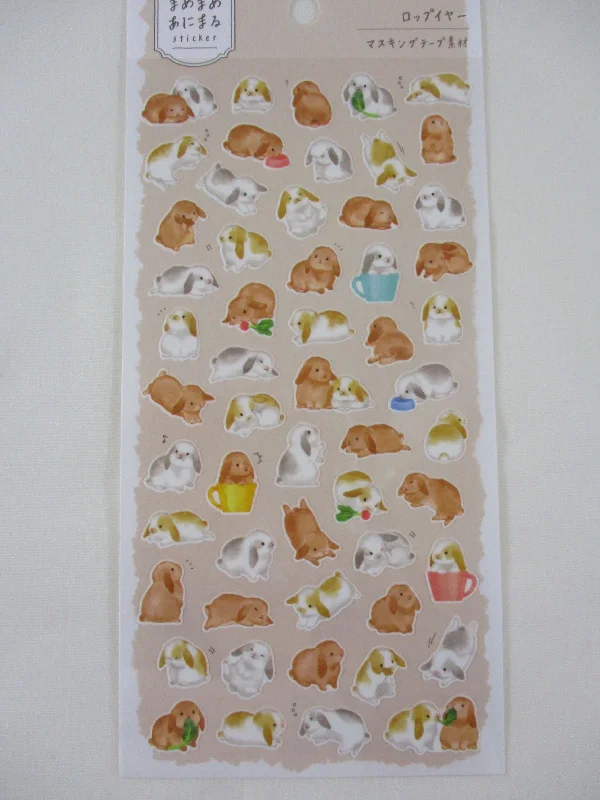 Cute Kawaii MW Animaru  Seal Series - K - Rabbit Bunny Sticker Sheet - for Journal Planner Craft