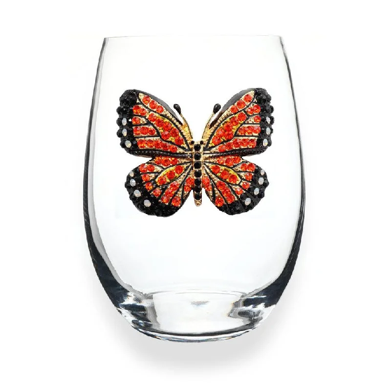 The Queens' Jewels : Monarch Butterfly Jeweled Stemless Wineglass