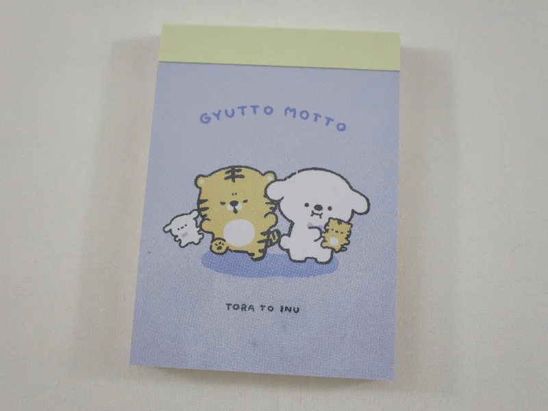 Cute Kawaii Crux Tiger and Dog Gyutto Motto Mini Notepad / Memo Pad - Stationery Designer Paper Collection