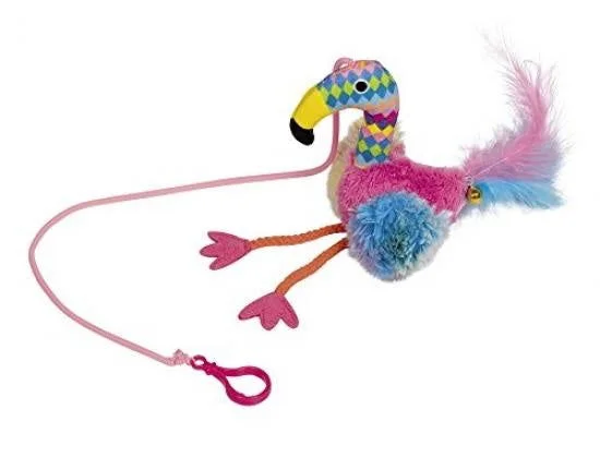 66940 Plush flamingo with spiral strap  22 cm