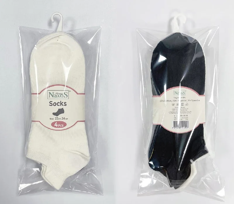 Naxos Ladies Sock 22-24cm (JHC-S-1817)4 Pair Set (Black/White)