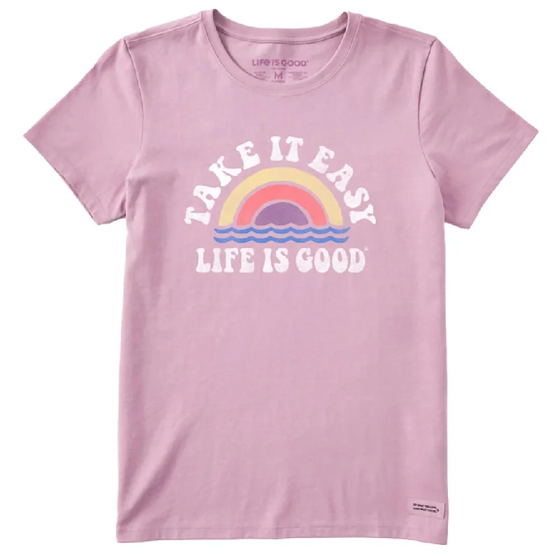 Life Is Good : Women's Take It Easy Rainbow Waves Short Sleeve Tee