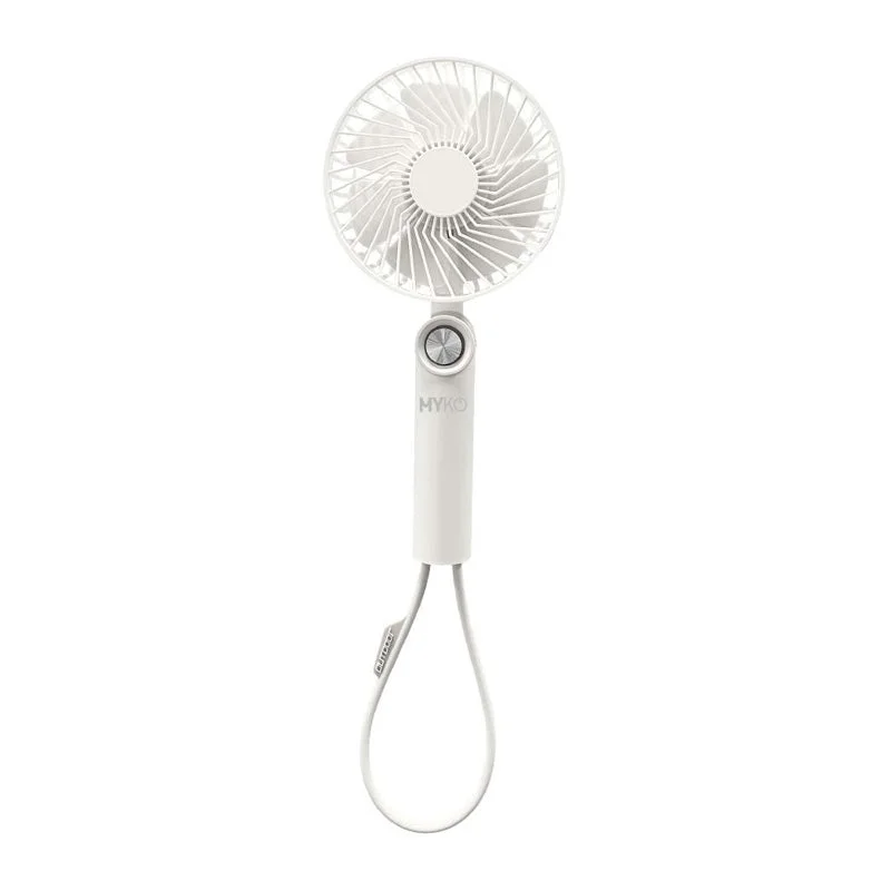 MYKO Recharge Foldable Handheld Fan 2000mAh White #MYKO_UF006WH