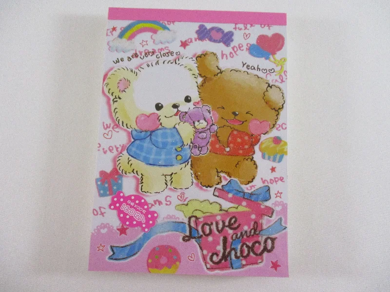 Cute Kawaii HTF Vintage Collectible Crux Choco Bear Love 4 x 6 Inch Notepad / Memo Pad - Stationery Designer Paper Collection