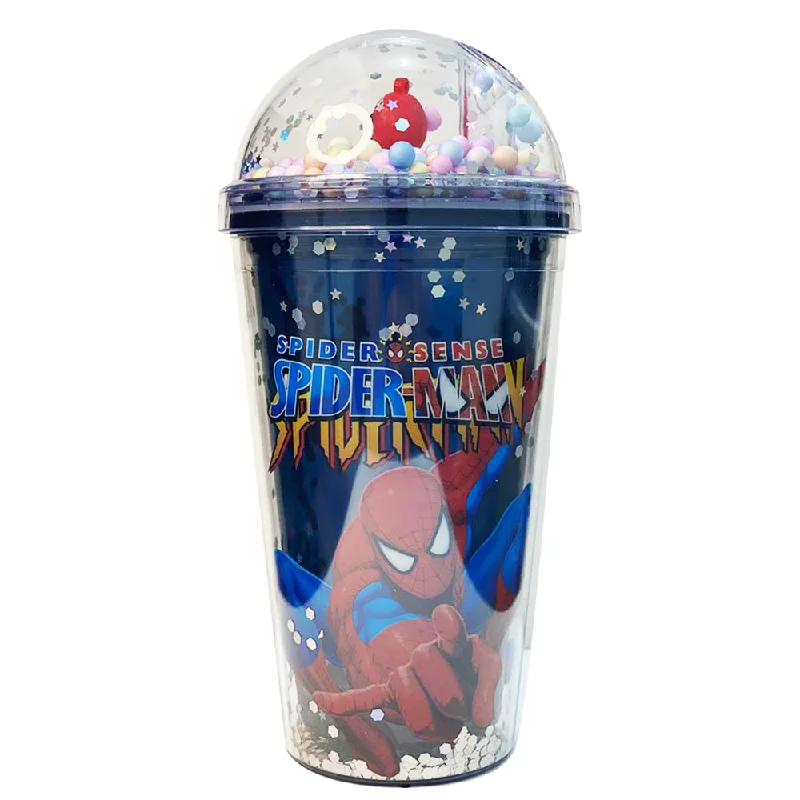 (NET) Spider Man Plastic Cup With Straw 450 ML