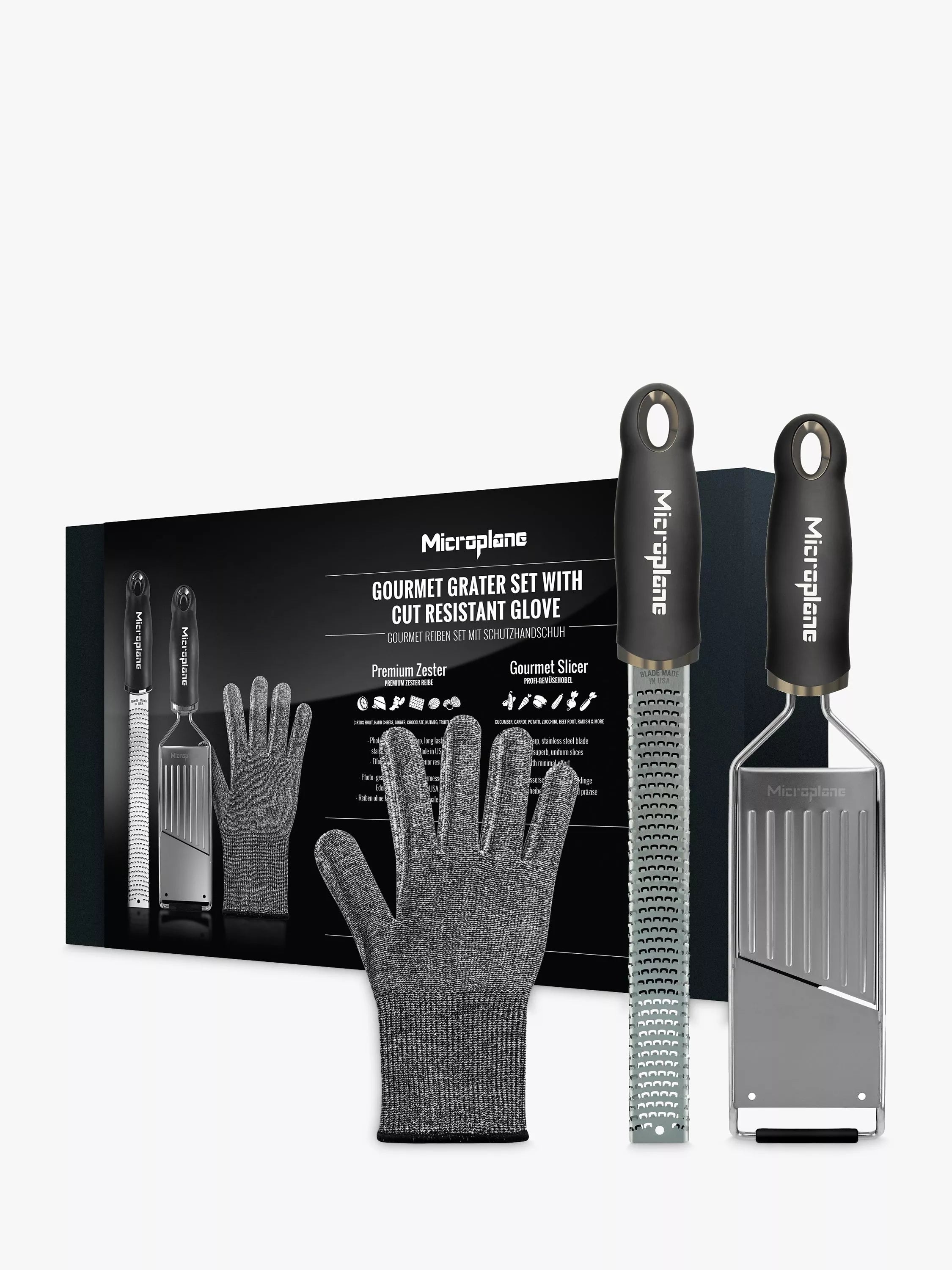 Microplane Gourmet Grater Set withCut-Resistant Glove