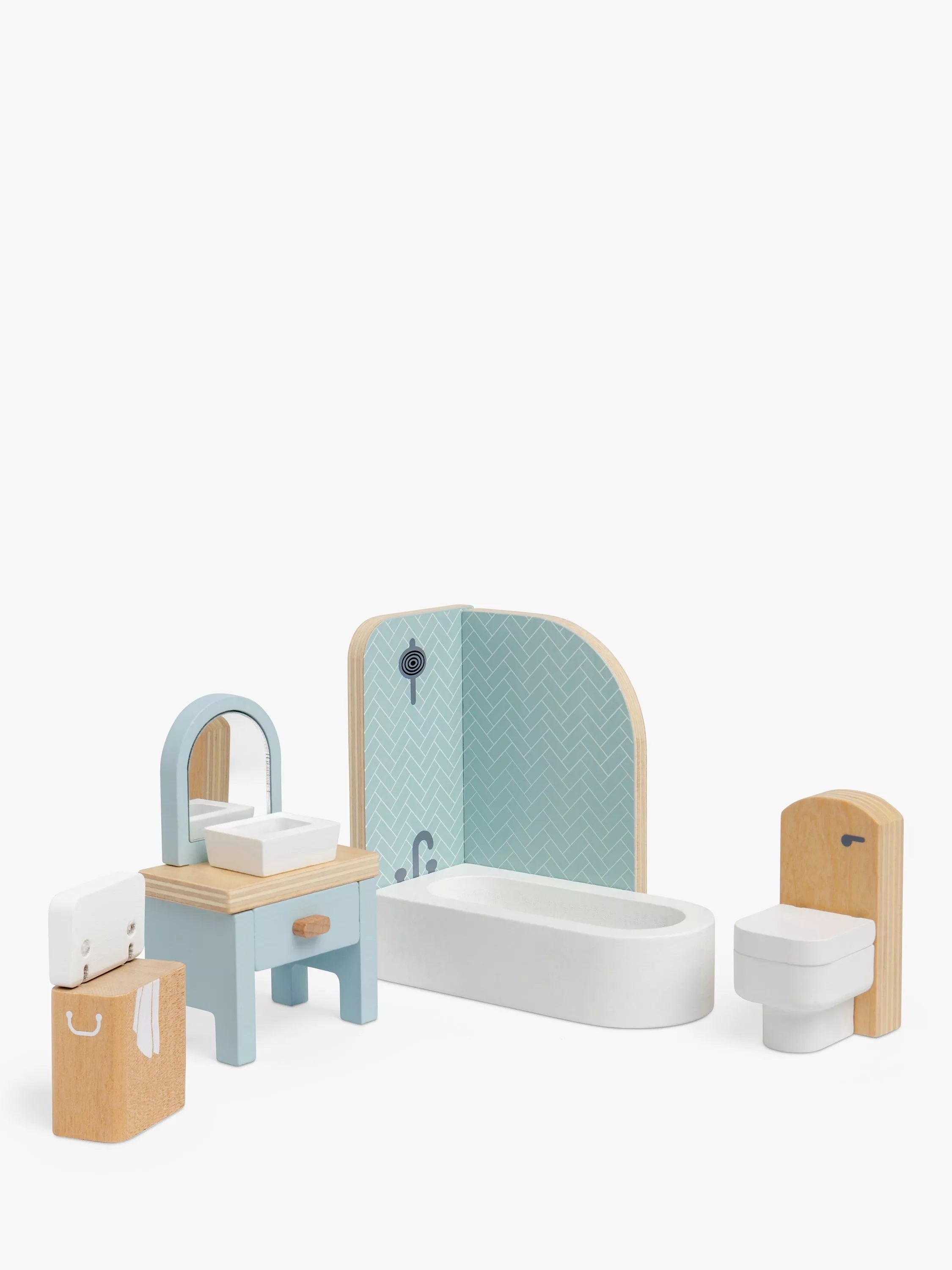 John Lewis Odney Wooden Doll's House Bathroom Furniture Set