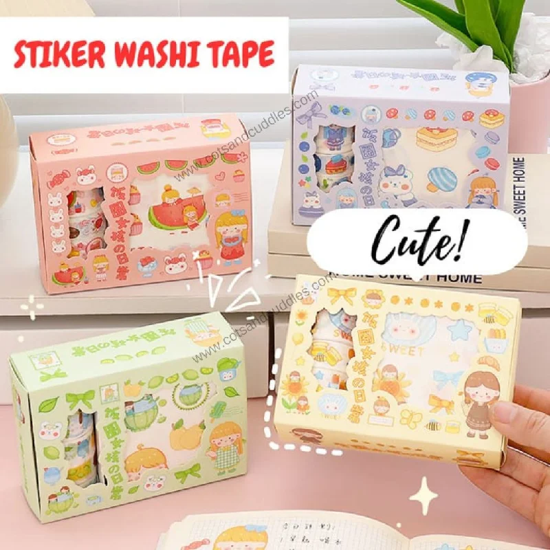 Charming and Colorful Kawaii-Themed Washi Decorative Stickers and Masking Tape