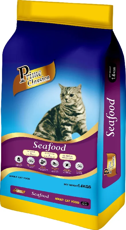 PRIME CLASSICA INDOOR & OUTDOOR ADULT CATFOOD SEAFOOD 7KGX2BAG