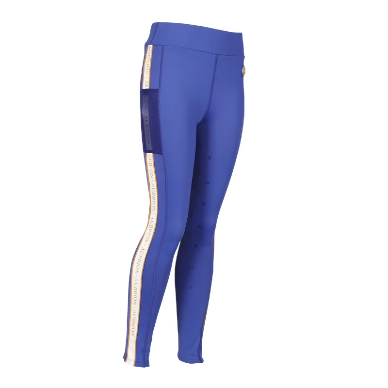 Aubrion Young Rider Team Shield Riding Tights - Blue