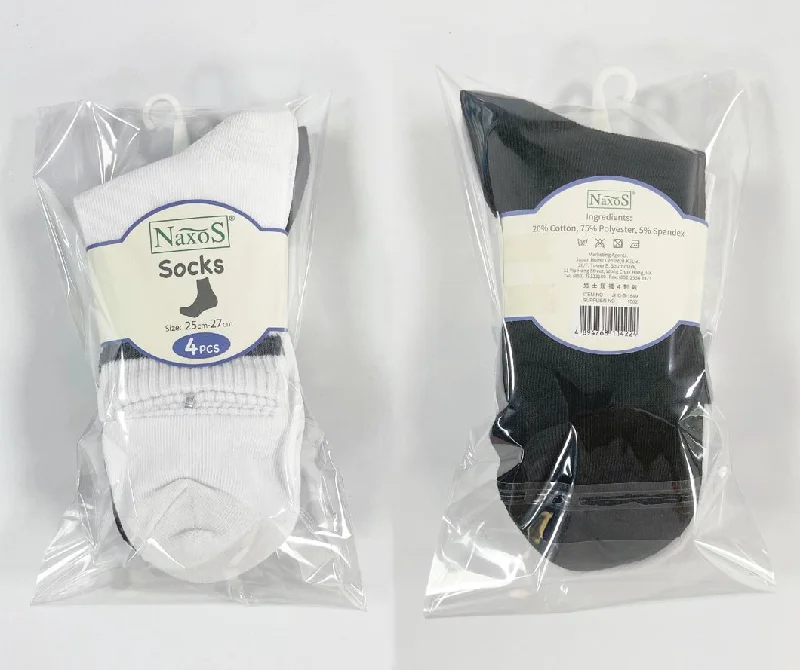 Naxos Men Sock 25-27cm (JHC-S-1849)4 Pair Set (Black/White)