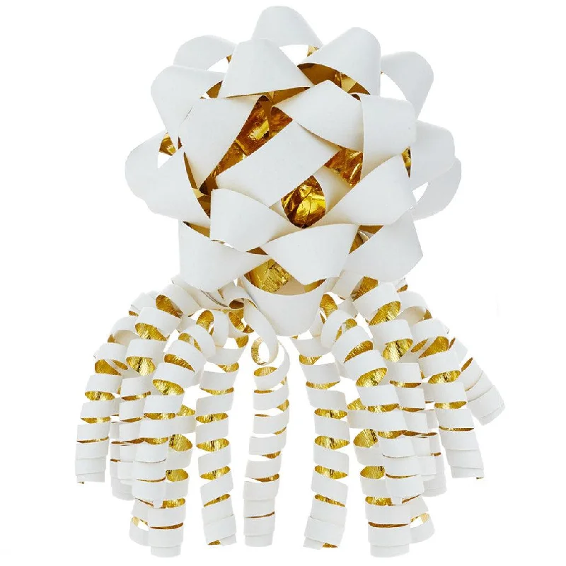 Hallmark : Flocked White and Gold 2-Pack Gift Bow Set