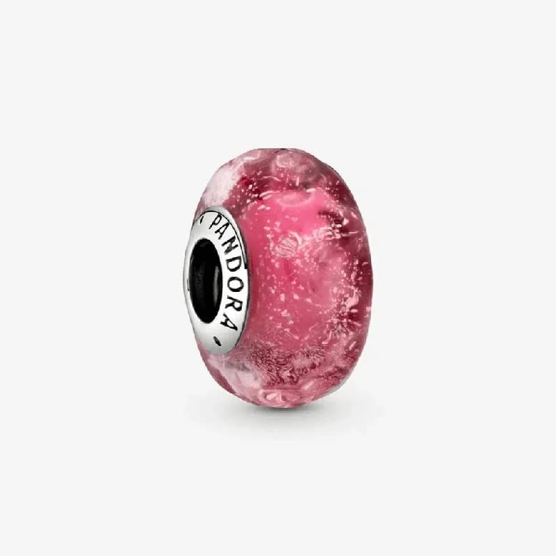 PANDORA : Wavy Fancy Pink Murano Glass Charm