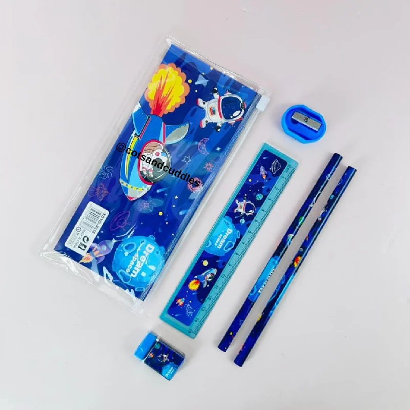 Space Theme Stationery Set in transparent zip pouch