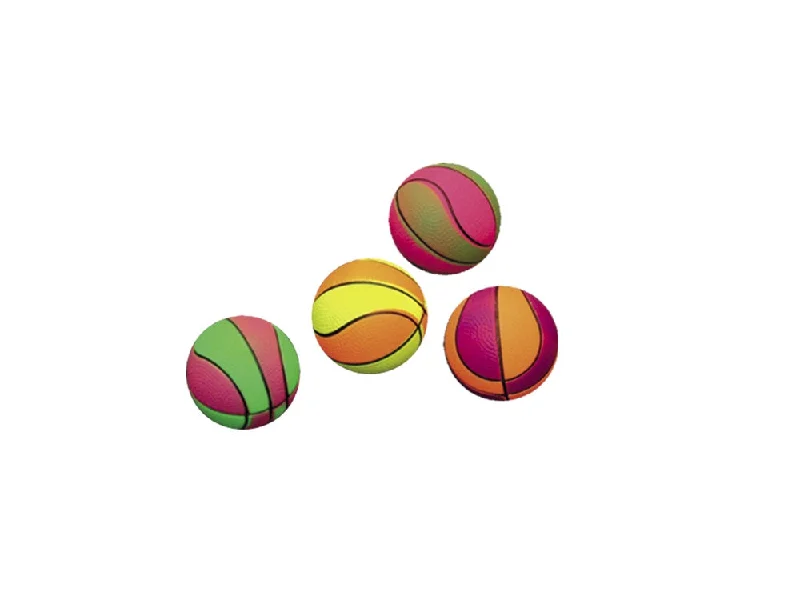 67239 Foam rubber Basketballs assorted 6,3 cm; Net of 4 pcs