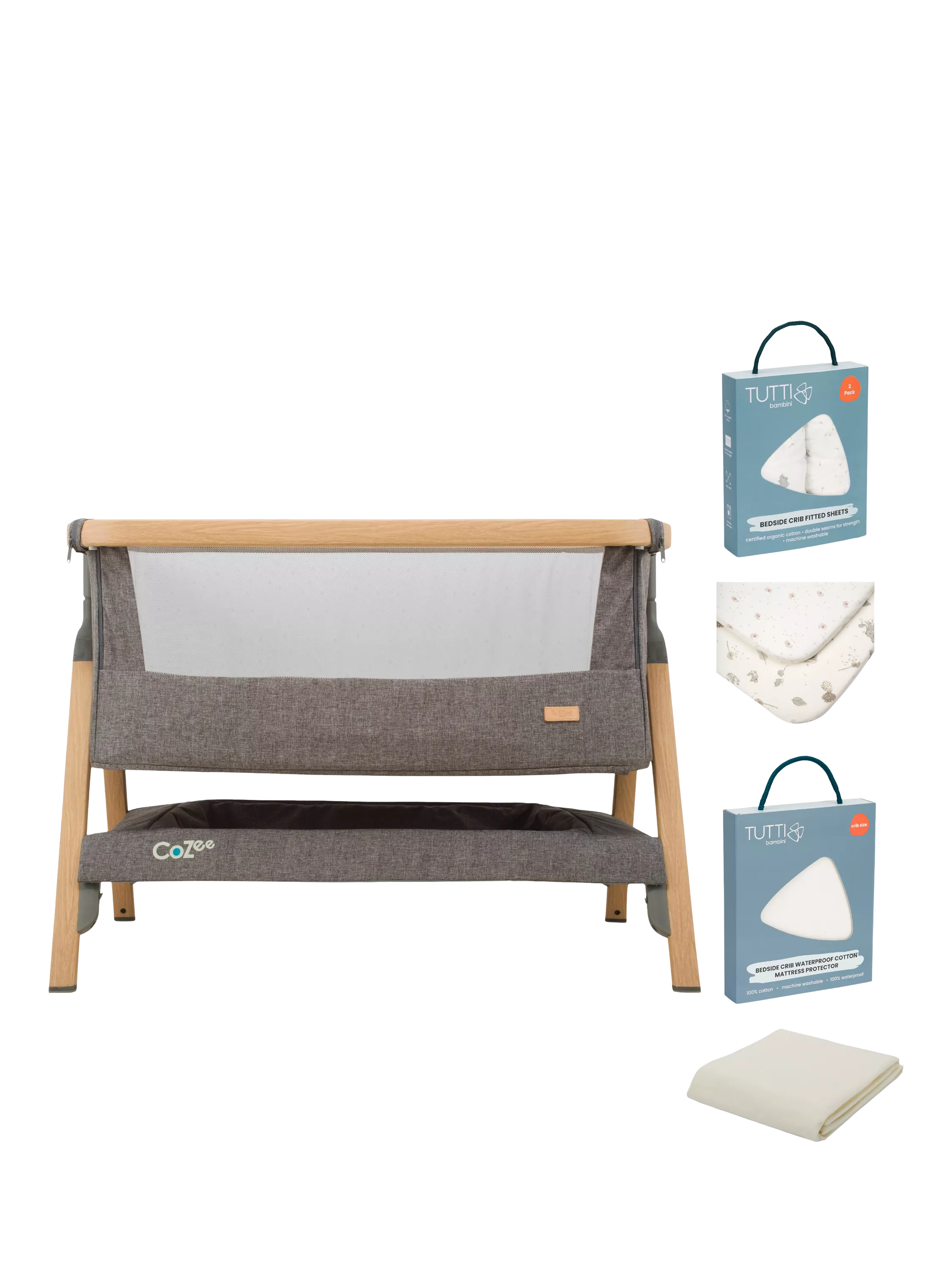 Tutti Bambini CoZee Bedside Crib Essential Starter Bundle