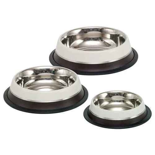 73557 NOBBY Stainless steel bowl TWO TONE, anti slip brown/beige 0,85 L 23,0 cm