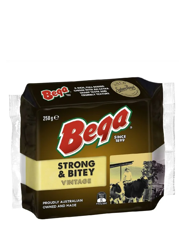 BEGA STRONG & BITEY CHEDDAR CHEESE 250GM