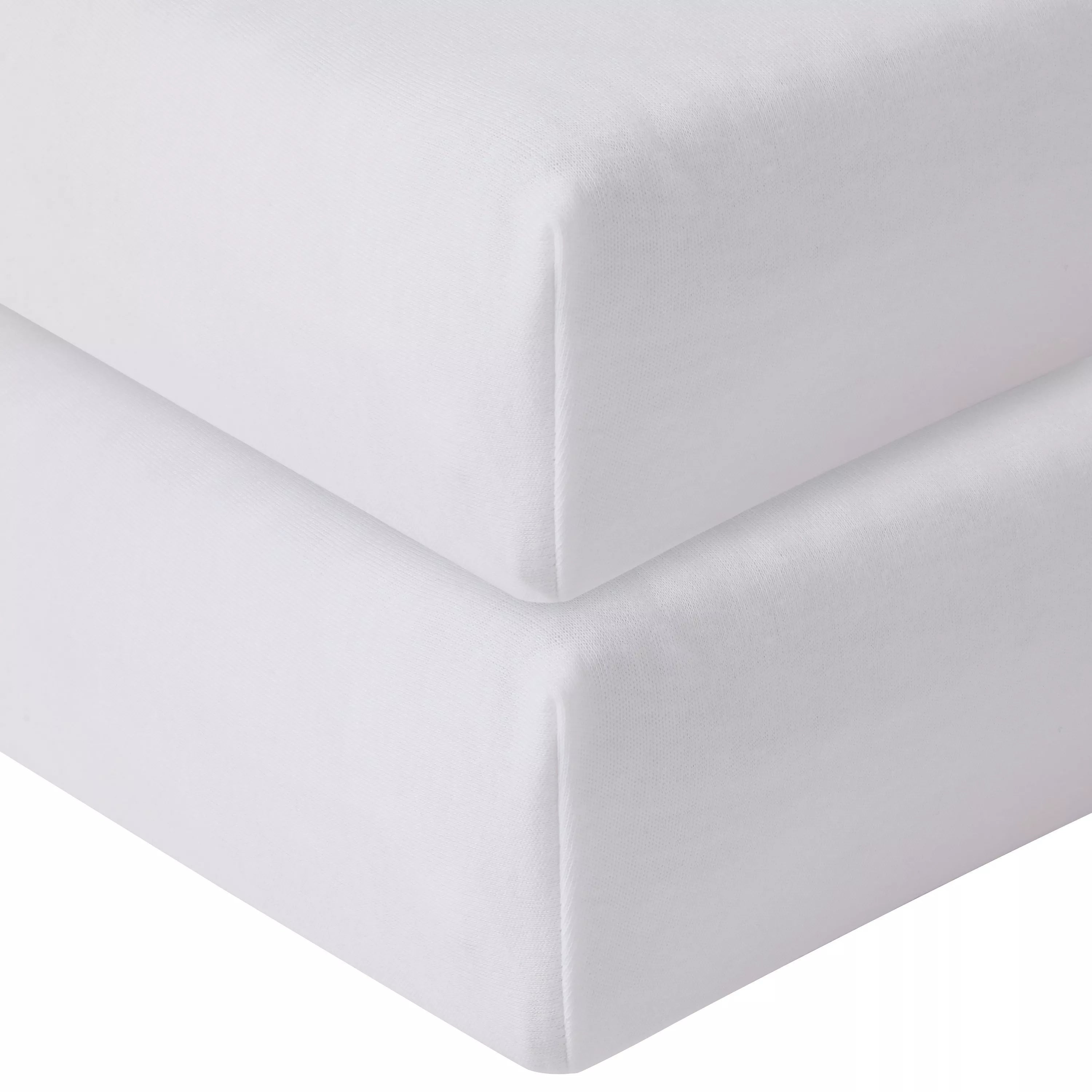 John Lewis Seconds GOTS Organic Cotton Fitted Travel Cot Sheet, 75 x 105cm, Pack of 2, White