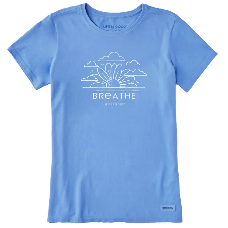 Life Is Good : Women's Breathe Sunflower Sunrise Crusher Tee in Cornflower Blue