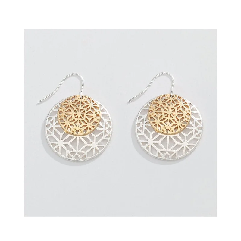 Periwinkle by Barlow :Two-Tone Geometric Patterned Cutouts- Earrings