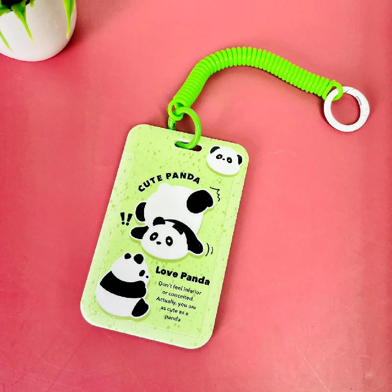 Panda-Inspired Acrylic Card Holder with Spring Keychain: Fun and Functional Student ID Protection