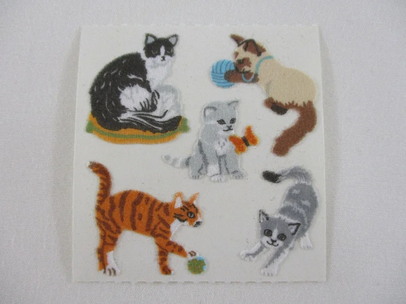 Sandylion Cat Kitten Fuzzy Sticker Sheet / Module - Vintage & Collectible - Scrapbooking