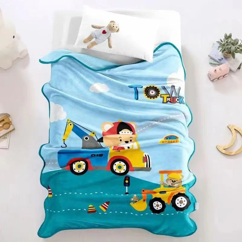 Premium Quality Cartoon Printed Fur Material Warm Blanket for Kids-Towing Bunny