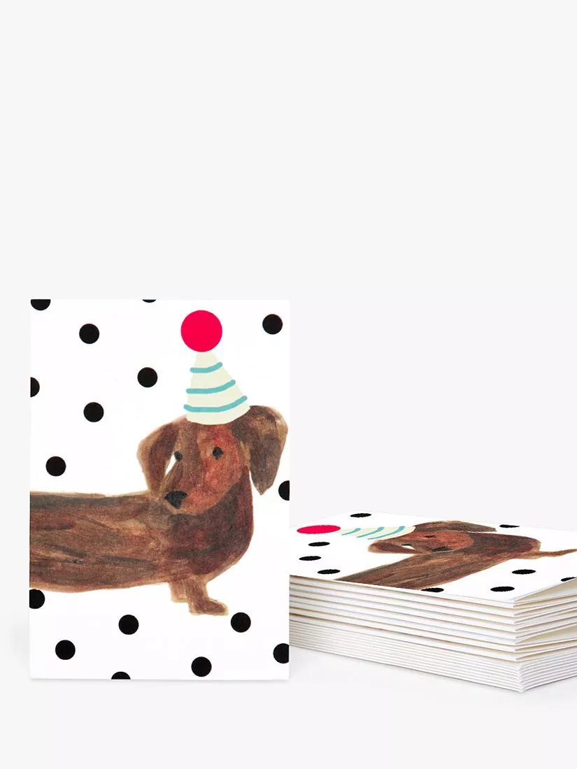 Caroline Gardner Party Sausage Dog Note Cards, White/Multi, Pack of 10