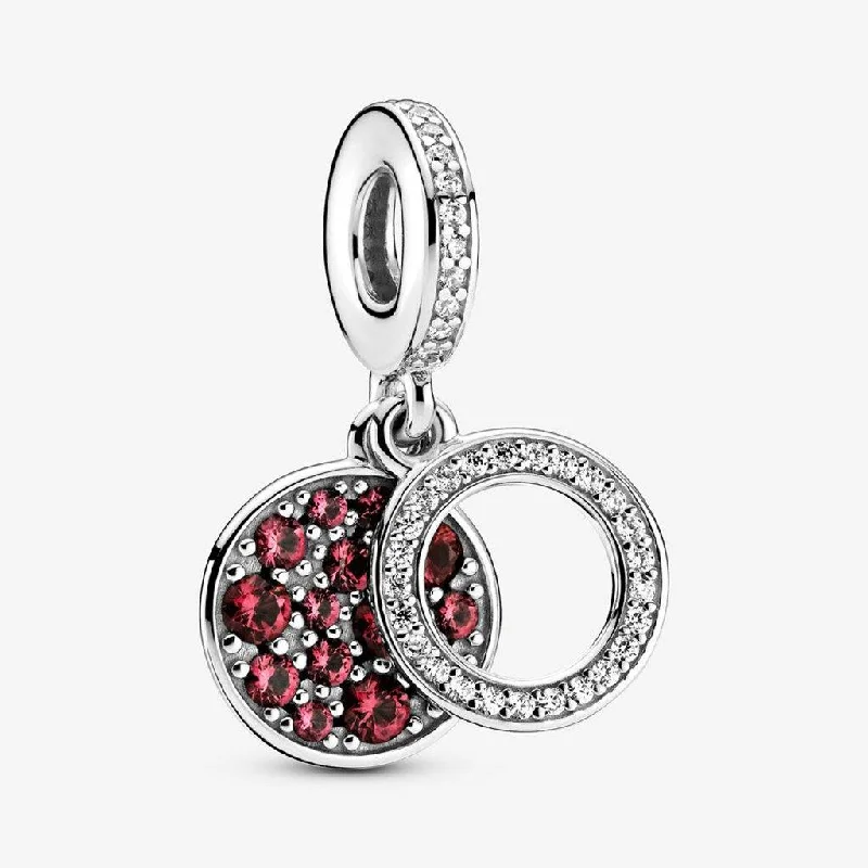 PANDORA : Sparkling Red Disc Double Dangle Charm